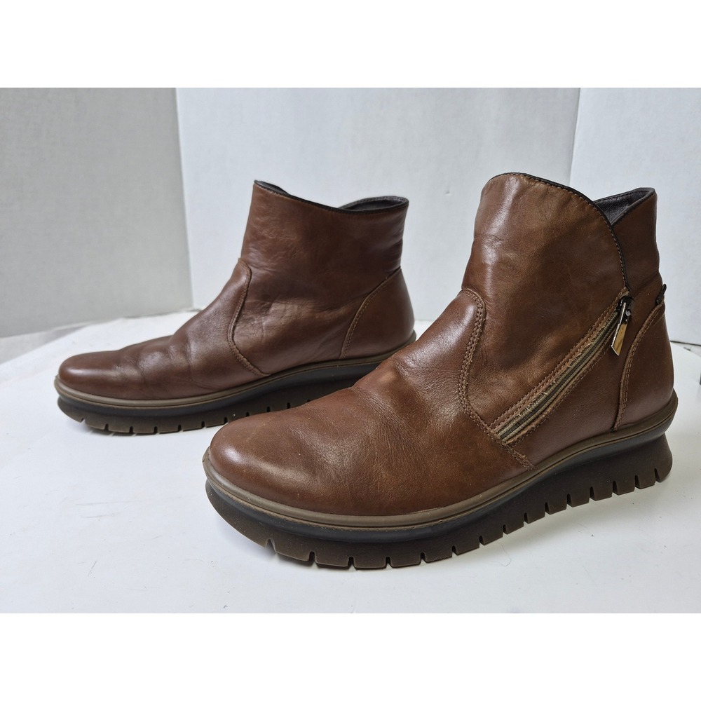 Igi&Co Women Brown Leather Wedge Ankle Boots Made in Italy Size EU 40 US 9-9.5